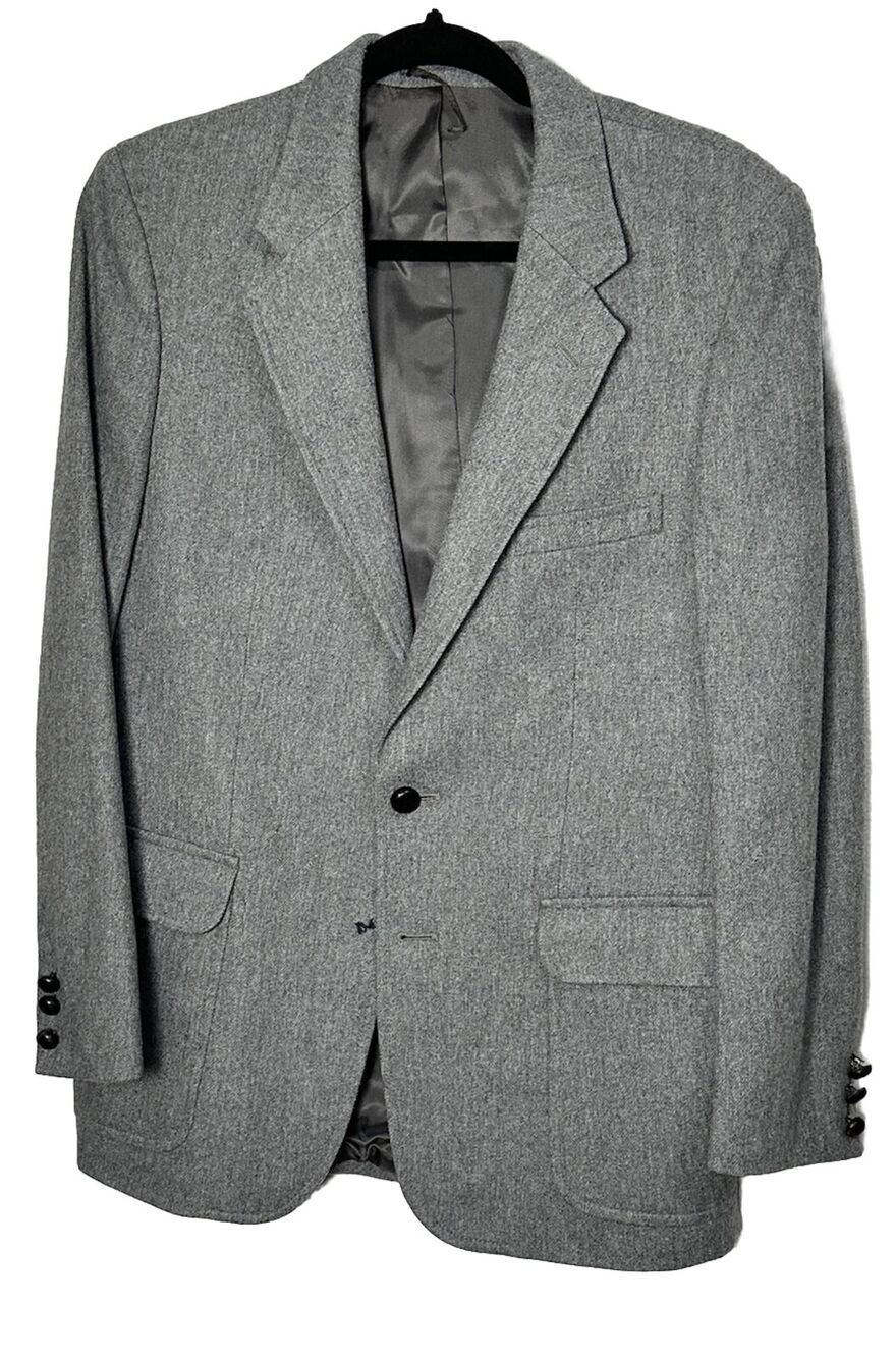 Vintage Woodmere Men’s Gray Tweed Wool Blazer Sport Coat Jacket Size 38R Flaw